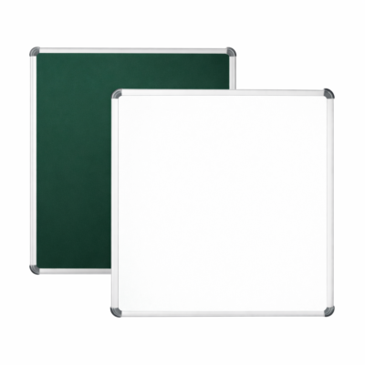 Aluminium Framed Double Sided Board with Non Magnetic Whiteboard and Green Chalkboard (Size : 2 Feet X 2 Feet)