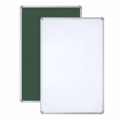 Aluminium Framed Double Sided Board with Non Magnetic Whiteboard and Green Chalkboard (Size : 1.5 Feet X 2 Foot)