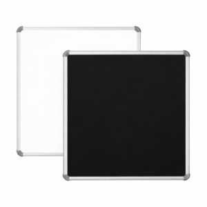 Aluminium Framed Double Sided Board with Non Magnetic Whiteboard and Black Chalkboard (Size: 2 Feet X 2 Foot)