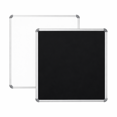 Aluminium Framed Double Sided Board with Non Magnetic Whiteboard and Black Chalkboard (Size: 2 Feet X 2 Foot)