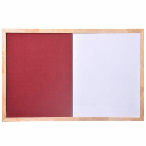 Rubber Wooden Framed Combination Board – Non Magnetic Whiteboard with Maroon Pin-up Notice Board (Size : 2.5 feet x 1.5 feet)